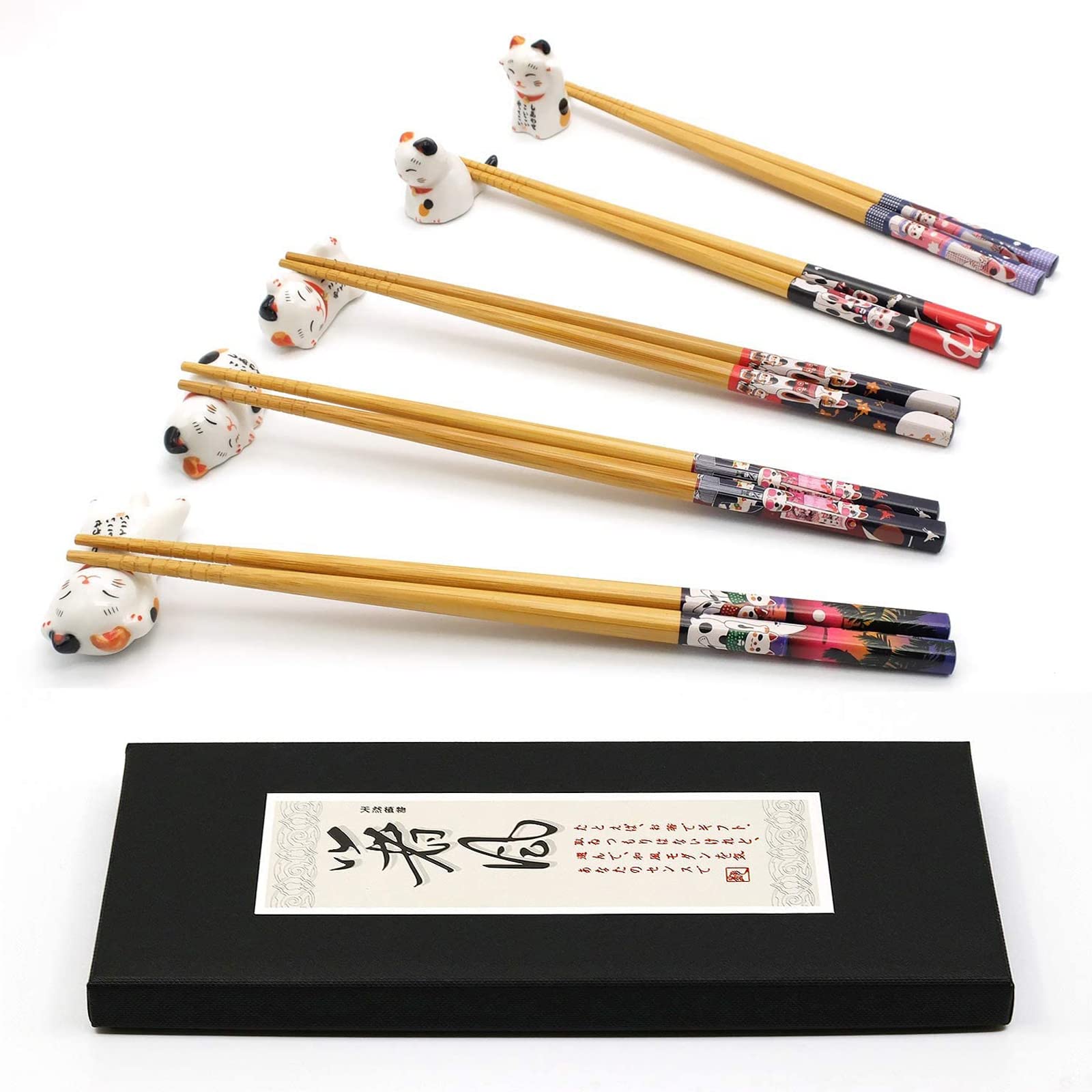 Chopsticks and Chopstick Rest Set, Cute Lucky Cat Chopsticks